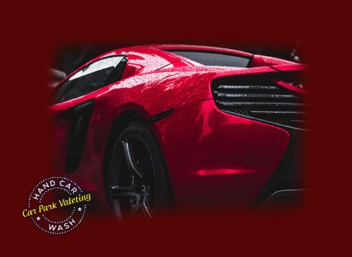 red luxury car with maroon red background for car valet service near me page