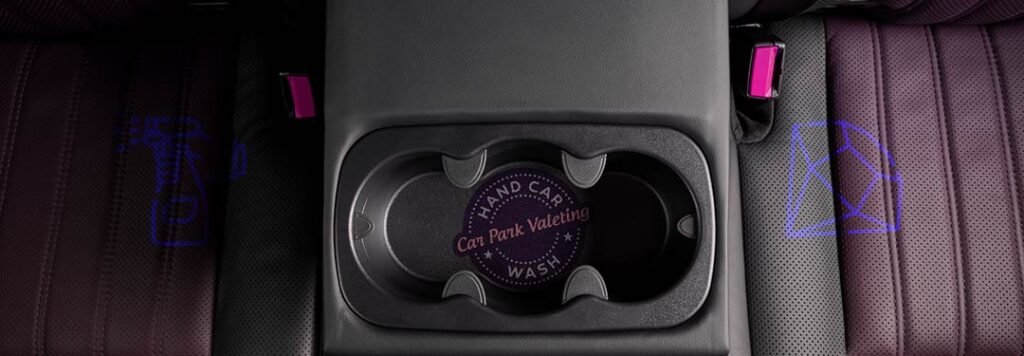 featured image of clean car cup holders with cpv car wash logo for a blog on how to keep dirty car cup holders clean