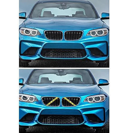 product image of bmw vehicle with car grille insert poles yellow colour for bmw & other vehicles by cpv hand car wash watford