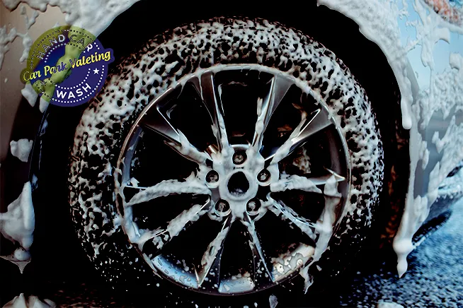 image of soapy rims to represent car was rims & tires cleaning services by cpv car wash